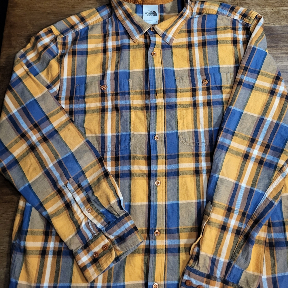 The North Face Yellow and Blue Checkered Shirt